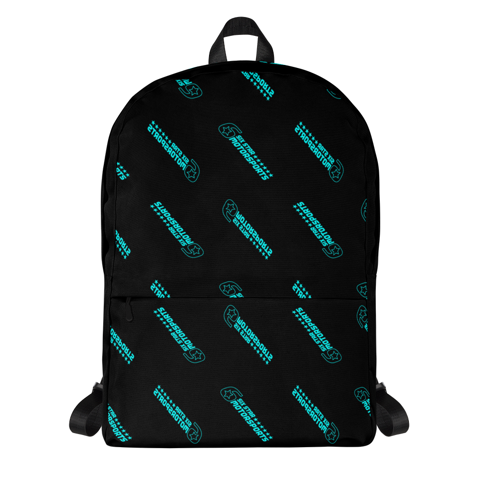 Six Star Motorsports Black Patterned Backpack