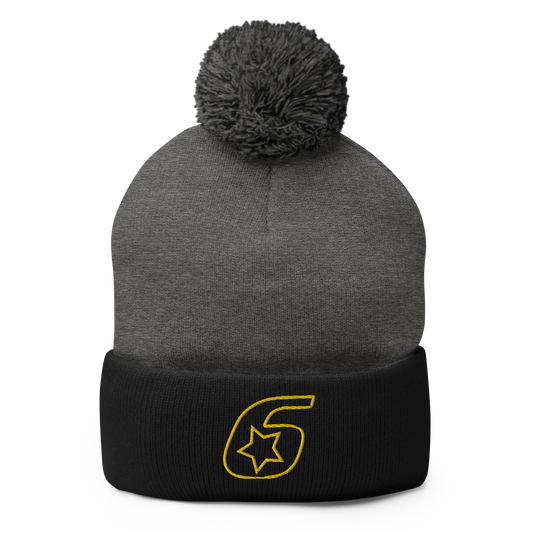 Six Star Motorsports Gold 6 Pom-Pom Beanie