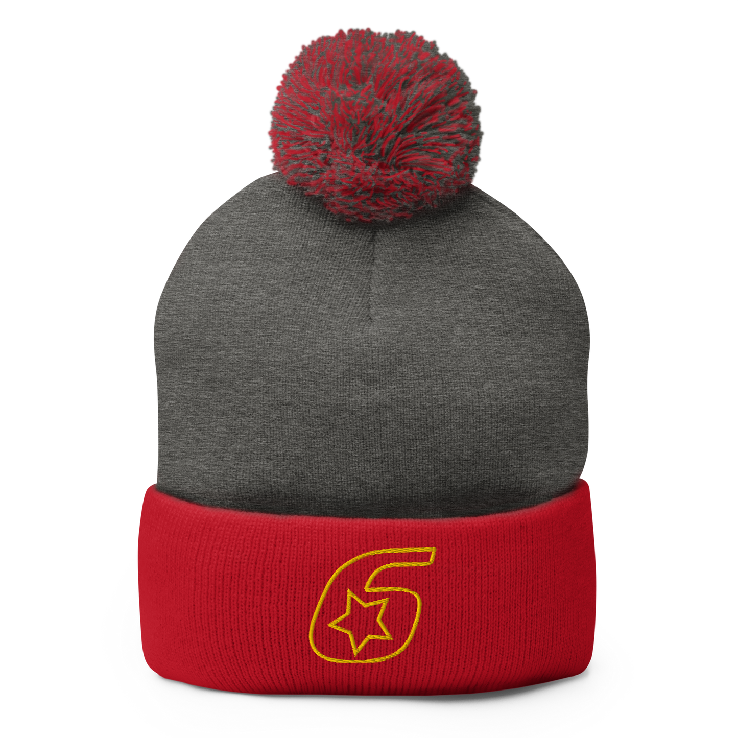 Six Star Motorsports Gold 6 Pom-Pom Beanie