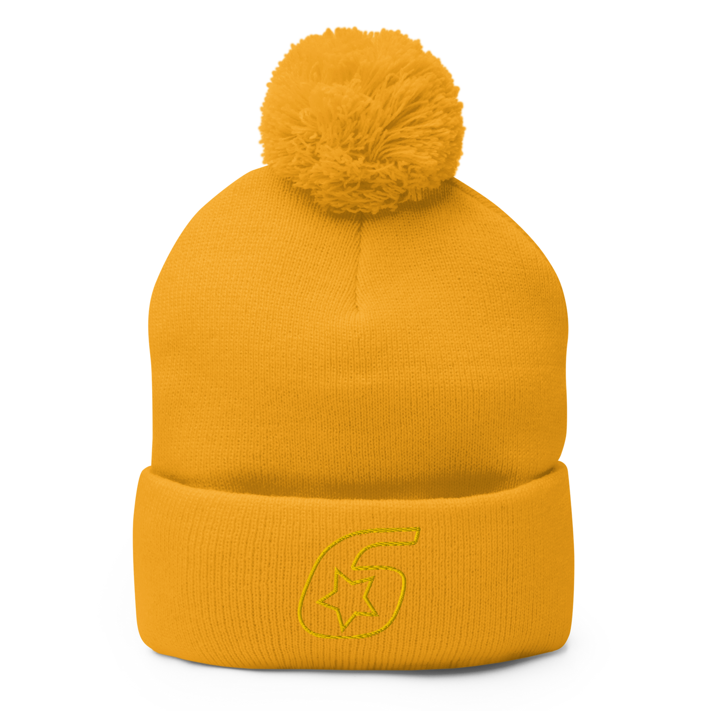 Six Star Motorsports Gold 6 Pom-Pom Beanie