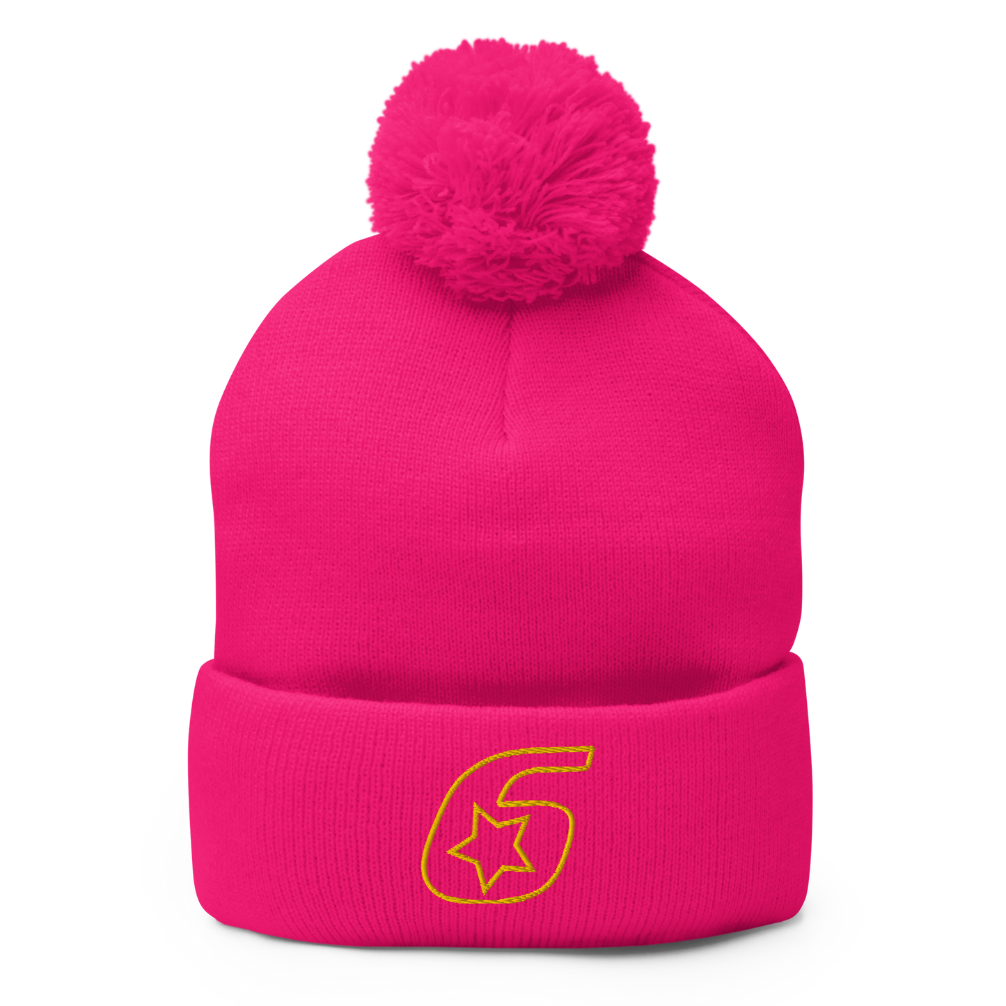 Six Star Motorsports Gold 6 Pom-Pom Beanie