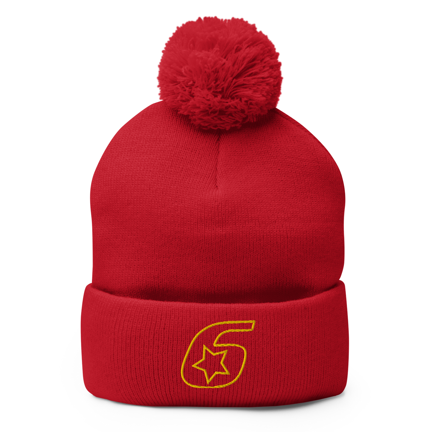 Six Star Motorsports Gold 6 Pom-Pom Beanie